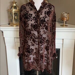 Trend Les Copains Brown Velvet Flocked Tunic